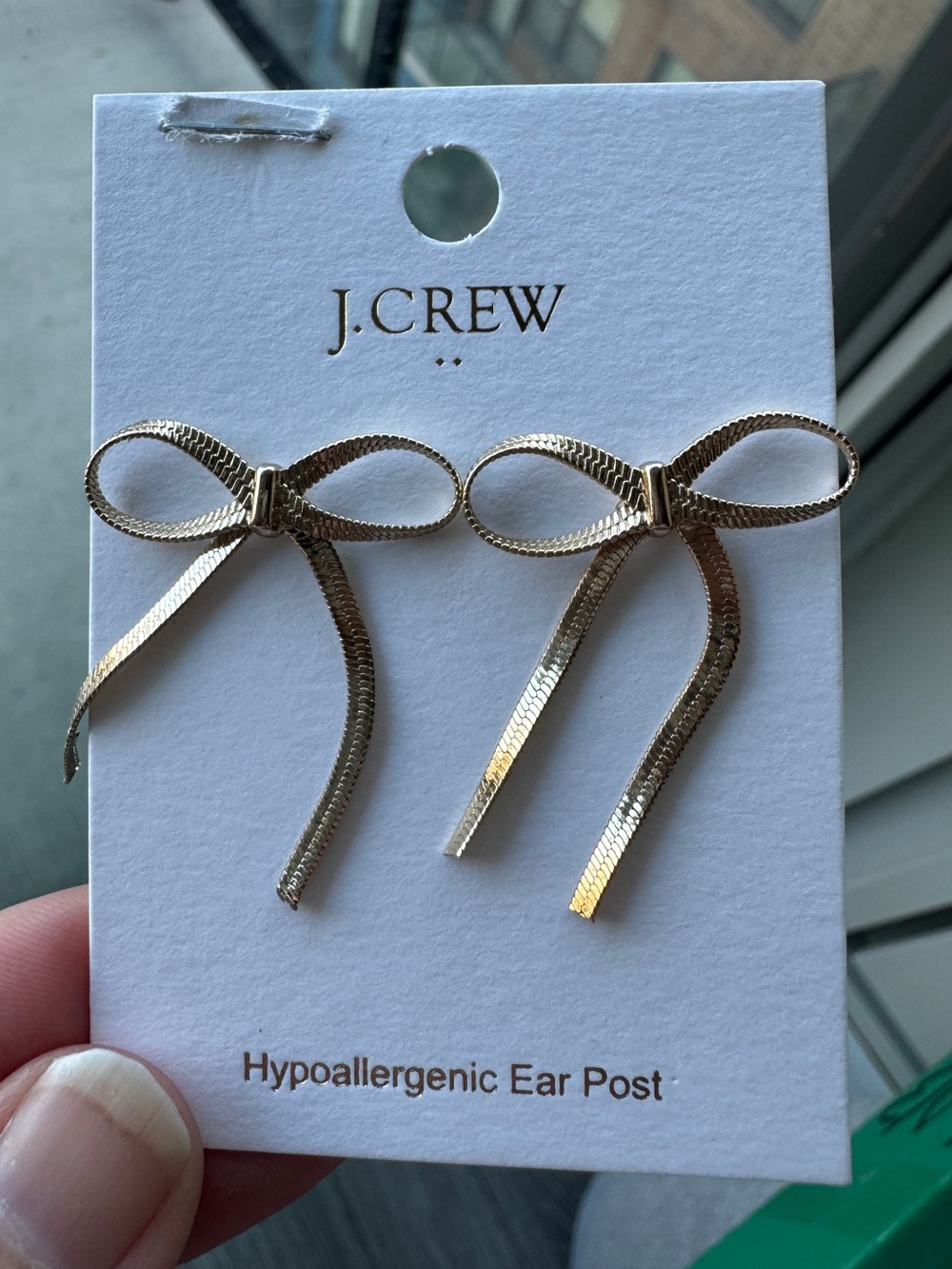 NWT! J. CREW FACTORY Metallic Bow Earrings, Gold - Picture 10 of 14
